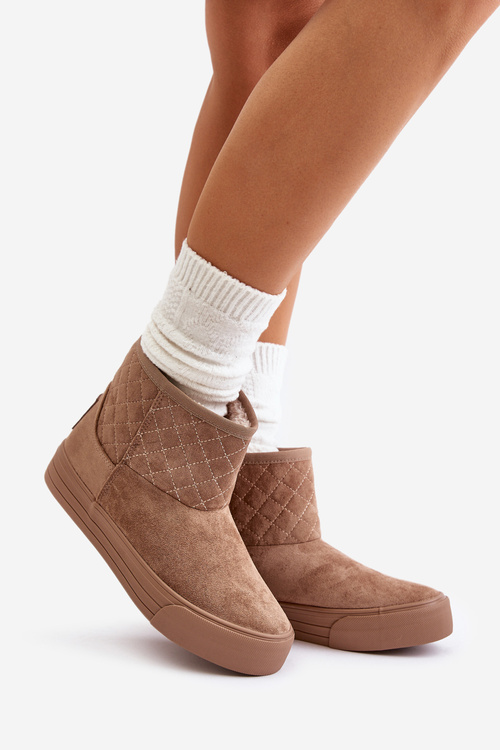 Sněhové boty na zip zateplené kožešinou Big Star OO274A524 Béžové