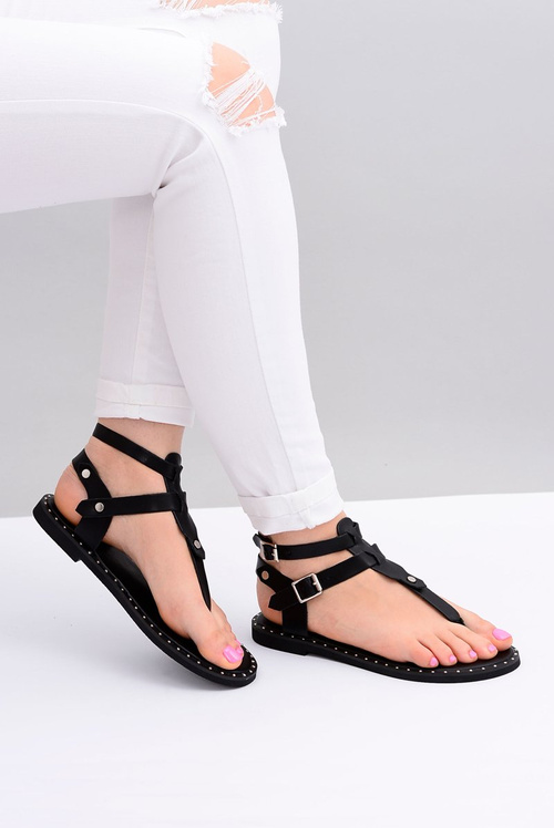 Lu Boo | Dámské sandály Černé japonské gladiátory Achilla