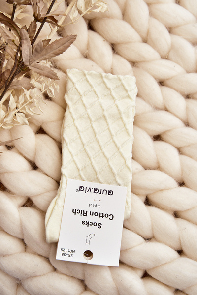 Dámské ponožky s ozdobným tiskem krémové