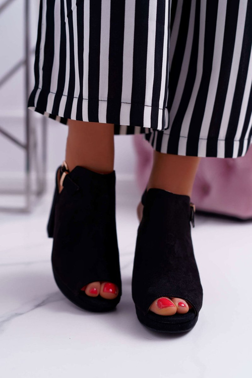 Dámské Sandály Na Podpatku Se Svrškem Otevřená špička Černé Montree