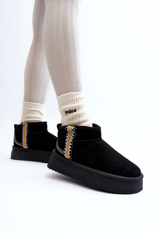 Topánky Na Platforme S Vzorom Čierne Udra