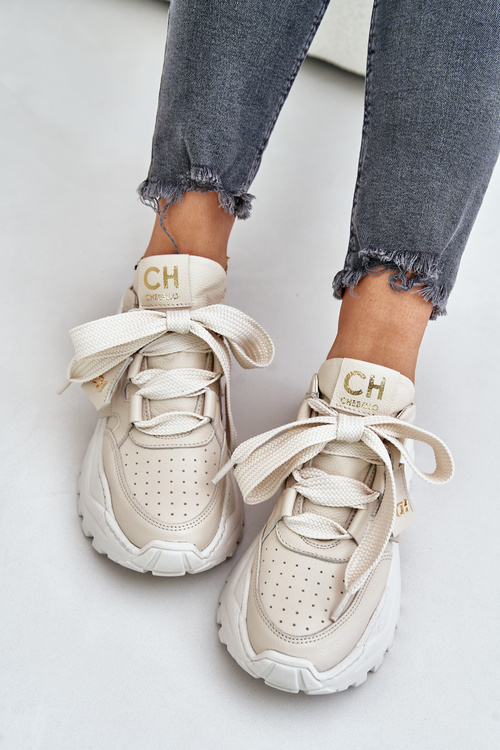 Dámske Kožené Tenisky Béžové CheBello 4583