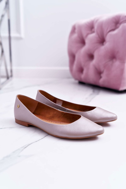 Dámské Kožené Baleríny Maciejka Kovové Béžové 04100-10