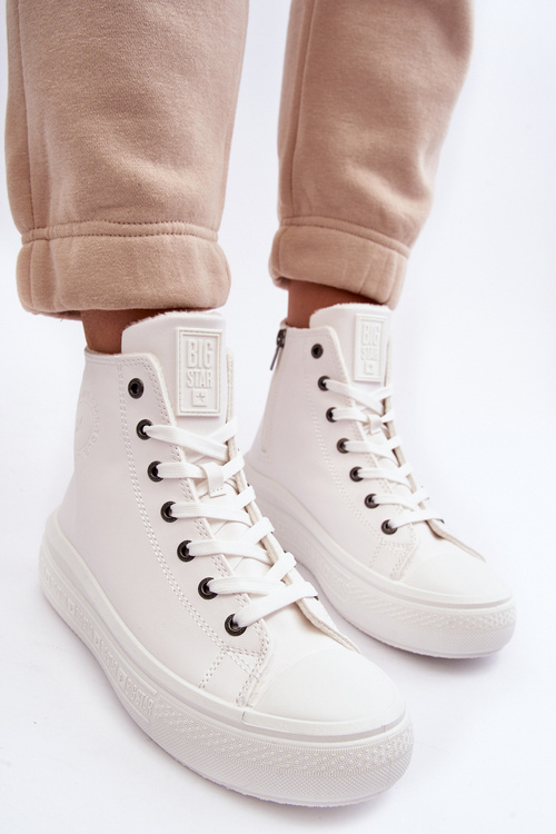 Dámské zipem zateplené trampky bílé Big Star MM274021