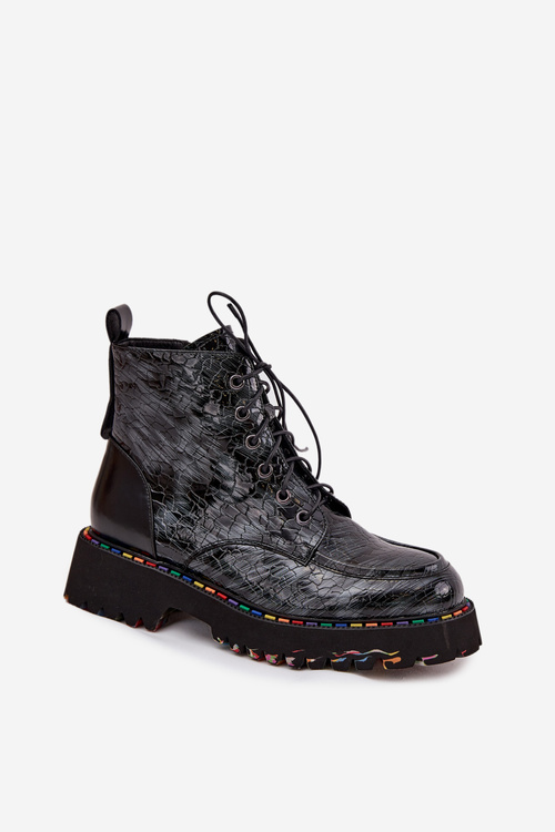 Kožené Lakované Dámské Kotníkové Boty Artiker 57C0065 Šedé