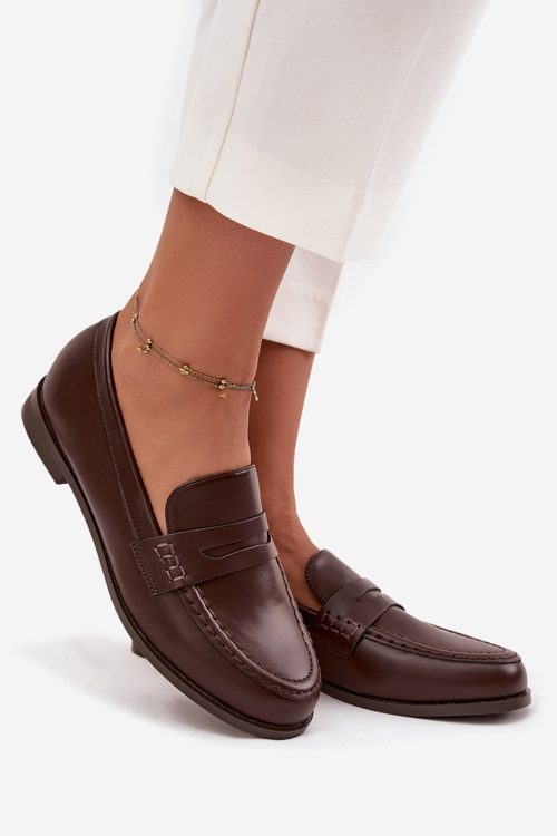 Mokasíny Loafers Ženy Z Eko Kože Hnedé Bessina