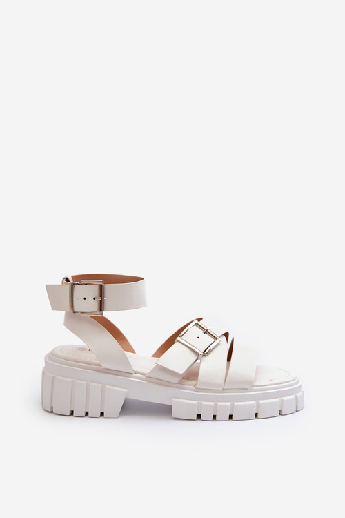 Dámské sandály s pásky z ekokože bílé Eladira