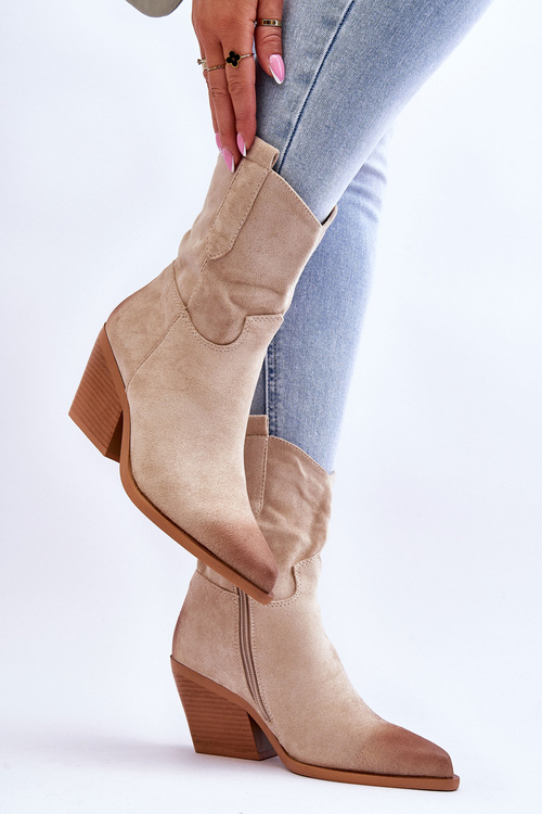 semišové kovbojské boty Béžové Sevilla