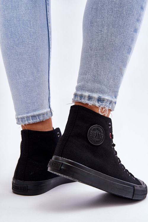 Dámska klasická vysoká hviezda T274033 Čierne tenisky