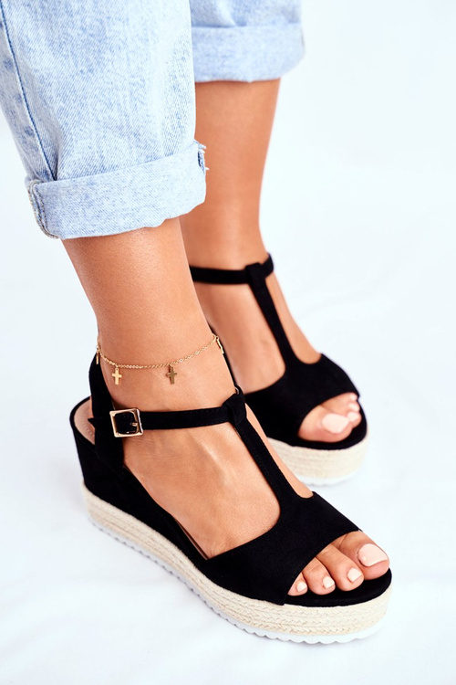 Dámské Sandály Na Klínu černé Papillon