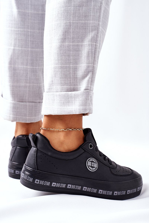 Kožené Tenisky Na Platformě BIG STAR II274074 Černé