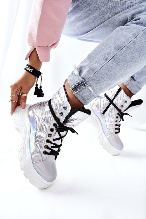 Dámské Kotníkové Boty Stříbrne Ismobe