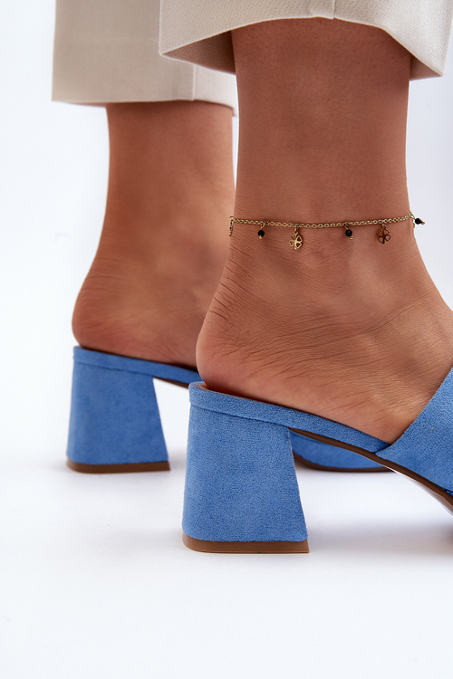 Dámske modré sandále na opätku Bralya