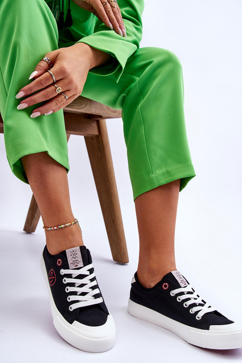 Dámske materiálne tenisky krížové džínsy LL2R4044 čierne