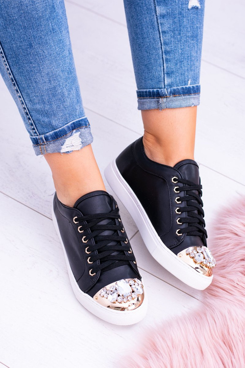 Lu boo čierne tenisky s lesklými kryštálmi