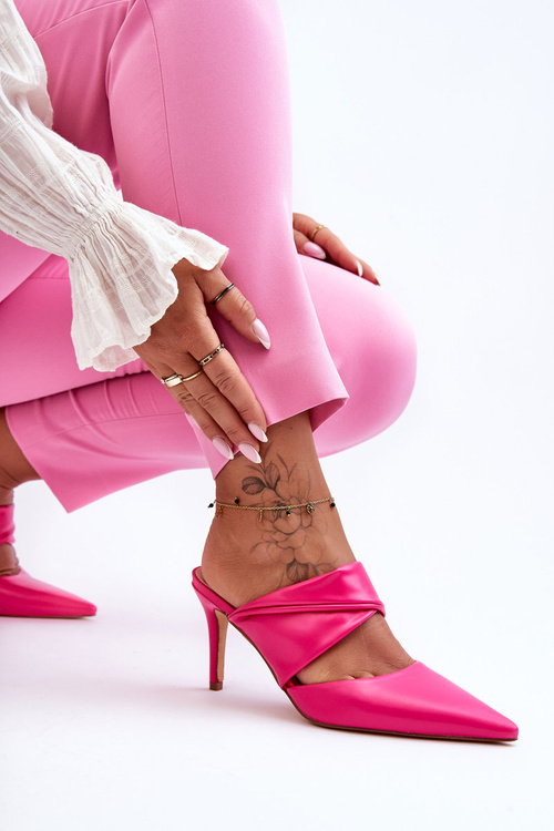 Kožené žabky na päte Fuchsia Aveline
