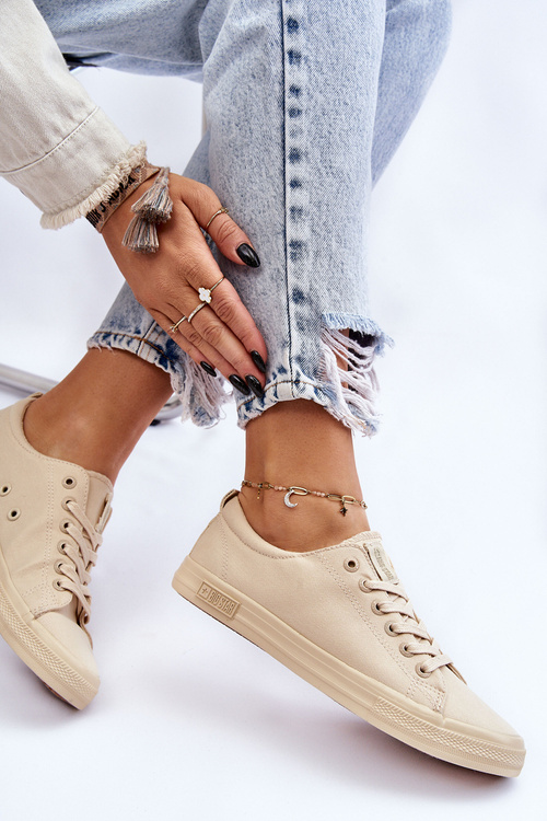 Dámska hladká nízka veľká hviezda LL274061 Béžové tenisky