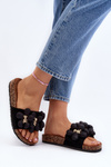 Dámské černé sandály s ozdobami Bunlia