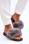 Dámské gumové pantofle s kožešinou Šedá Lucrece