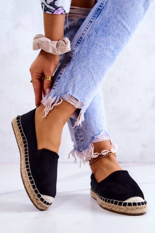 Dámska klasická espadrilles veľká hviezda JJ274952 čierna