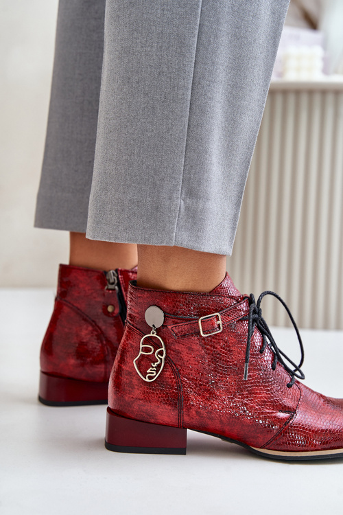 Dámské kožené lakované botky Maciejka červené 5743A-08