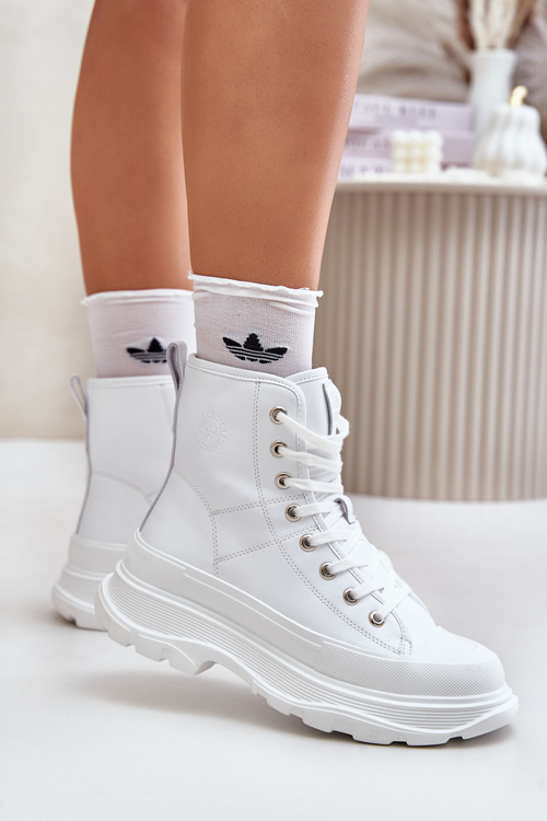 Kožené Zateplené Tenisky Na Masívnej Platforme Big Star OO274A598 Biele