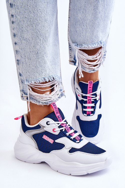 Dámske ľahké športové topánky Big Star LL274376 Biela a námornícka modrá