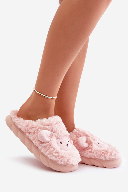 Dámské Kožené Pantofle S Motivem Ovce Růžové Phaeia