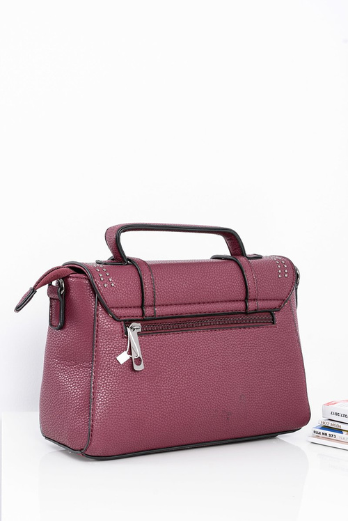Torebka Damska Listonoszka Kuferek Dżety Bordowa