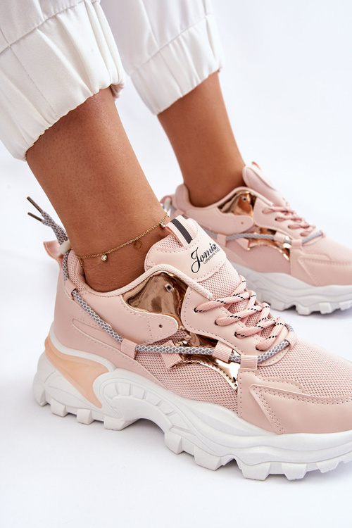 Dámská sportovní obuv šněrovaná na platformě Růžová Minea Minea