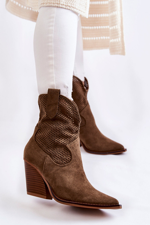 Dámske semišové topánky Khaki Eleonore Cowboy topánky