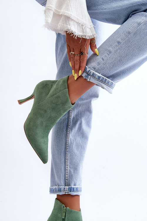 Ženské semišové topánky na päte Green Meris