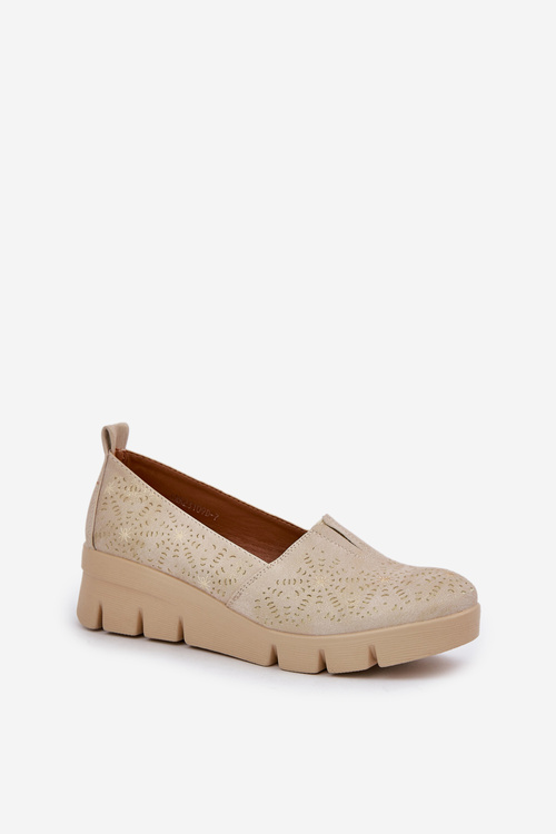 Dámské Polobotky S Děrovaným Vzorem Na Klínu Zlaté Lisvia