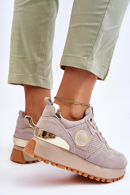 Dámske semišové športové topánky na platforme GoE LL2N4001