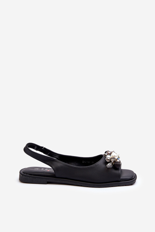 Dámské sandály s ozdobami S.Barski KV27-004 Černé