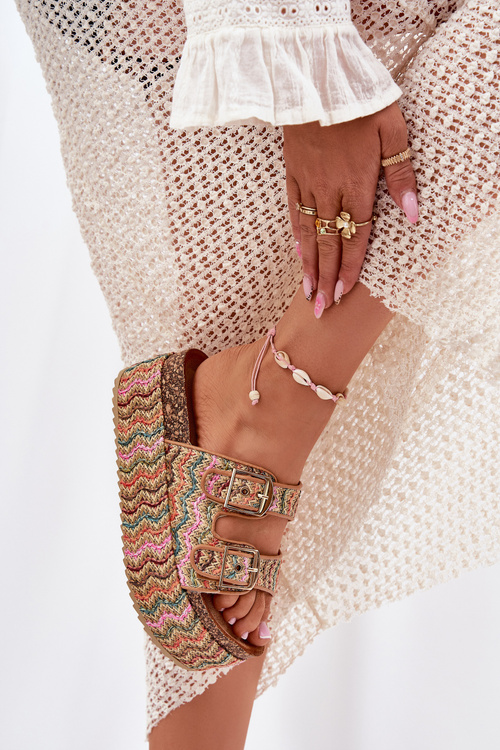 Dámské Sandály Na Masivní Platformě S Pletením A Přezkami Multikolor