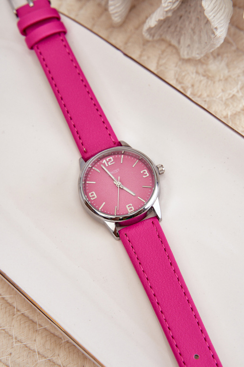 Dámske hodinky na eko koženom remienku fuksiové Ernest E2177