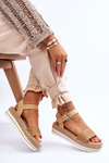 Pohodlné sandále žien na veľkej hviezde LL274872 BEIGE PLATKION