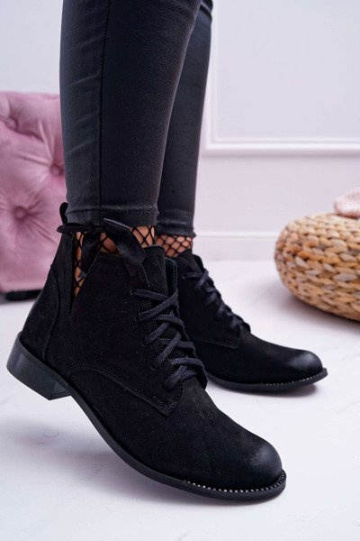 Dámske ploché podpätky Nubuk Black Nicole 2420