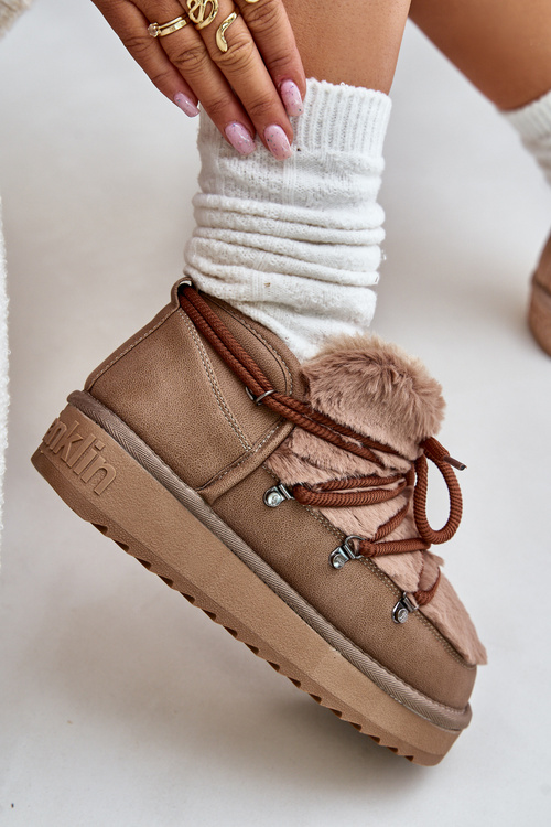 Nízke Snehové Topánky Na Platforme S Kožušinou D.Franklin Hnedé DFSH370011