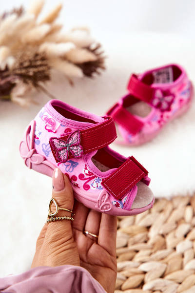 Sandály Befado na suchý zip 342P021 Růžové