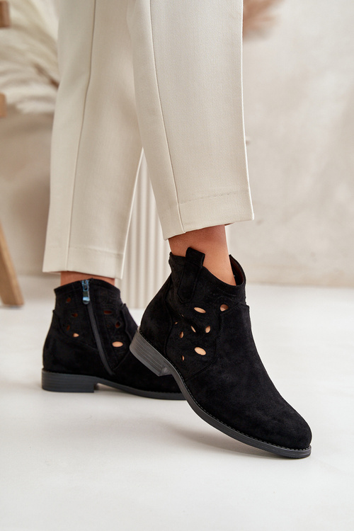 Dámské Botky S Prořezáváním Na Zip Černé S.Barski HY42-081