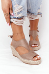 Klinové sandále s vrkôtkovou béžou mykonos