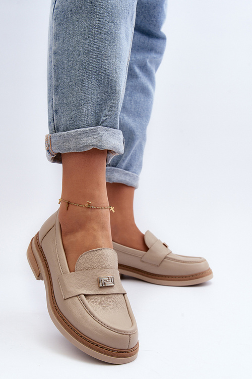 Zazoo 20165 Dámské kožené mokasíny béžové