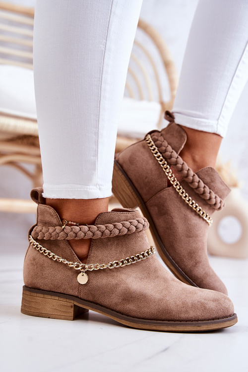 Semišové topánky s reťazovým hnedým talithom