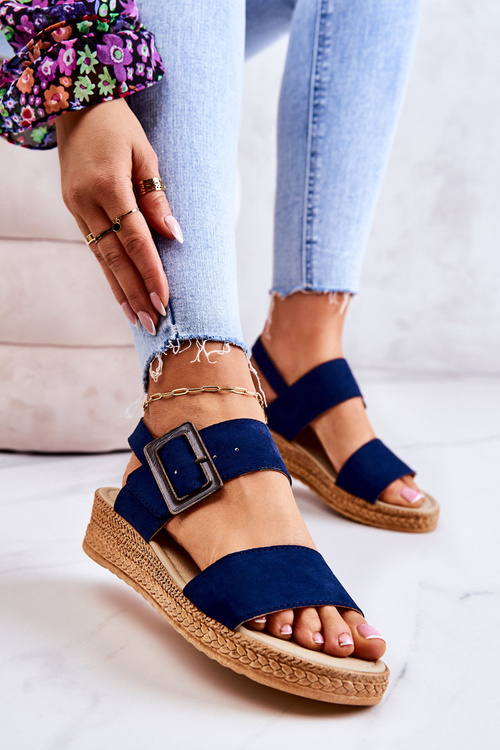 Dámske semišové sandále Veľká hviezda JJ276033 Navy Blue