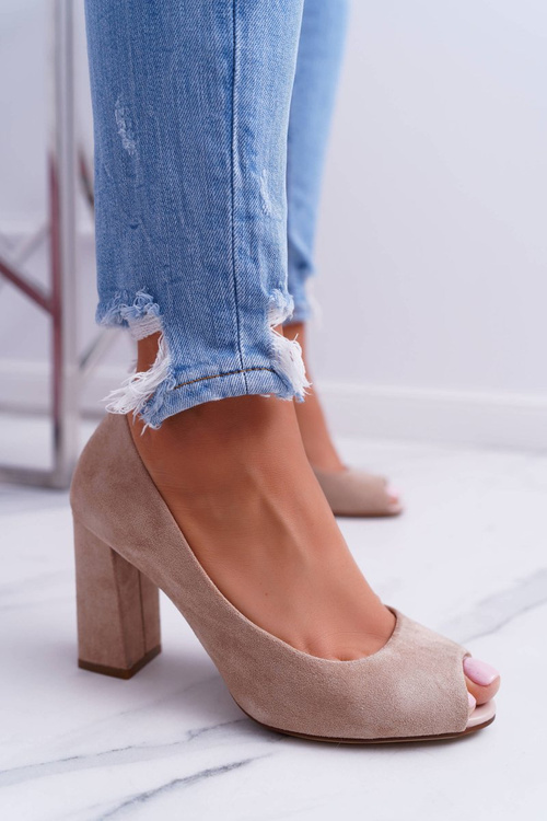 Dámské Lodičky Sergio Leone Peep Toe PB133 Béžové Fani