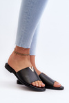 Dámske čierne sandále z ekokože na plochej podrážke Maliha