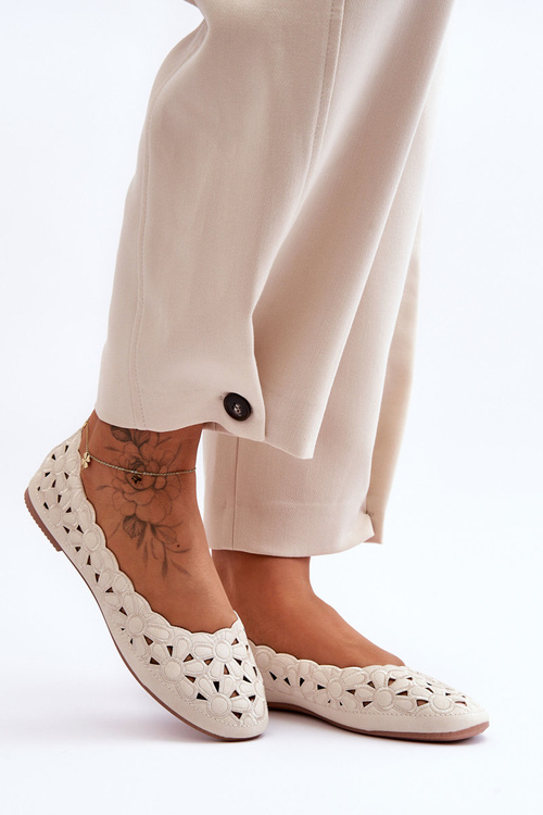 Ažurové Lesklé Baleríny Dámské Bežové Visionary