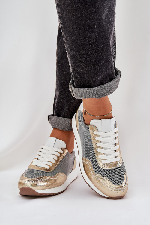 Kožené Športové Topánky Sneakers Dámske D&A LR51-847 Zlaté